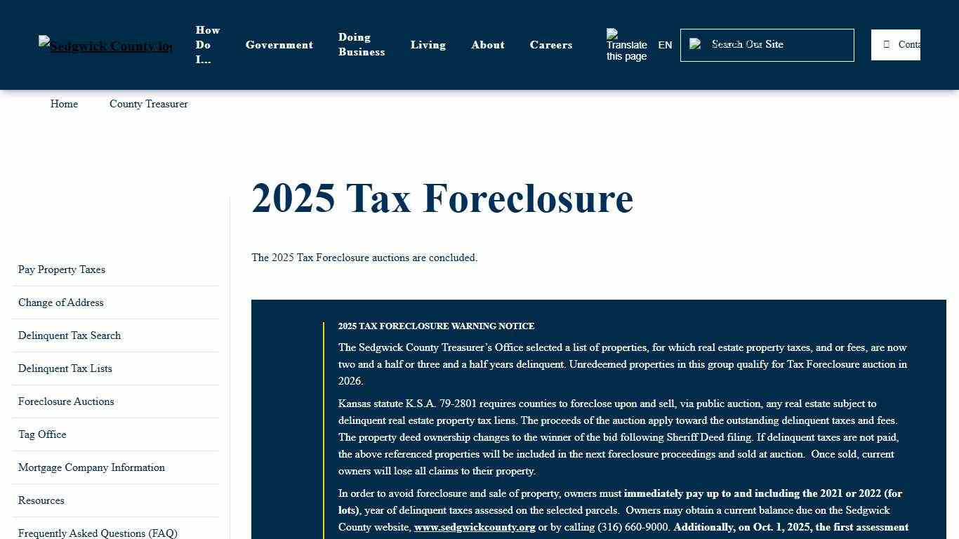 2025 Tax Foreclosure | Sedgwick County, Kansas
