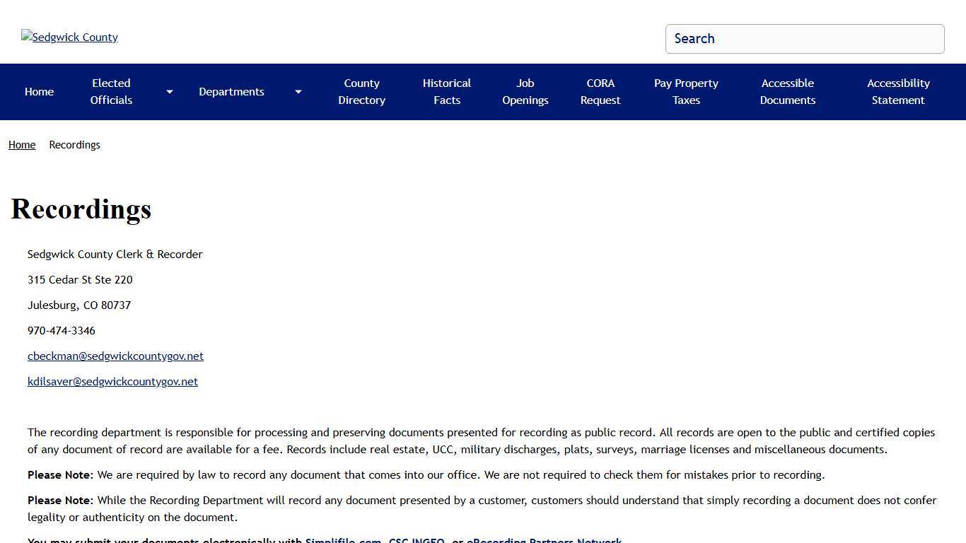 Recordings | Sedgwick County