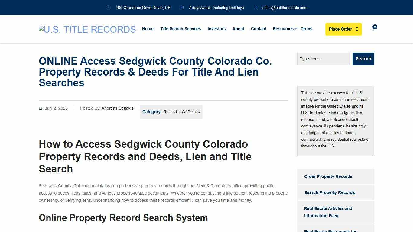 Sedgwick County Property Records You Need Today | U.S. Title Records